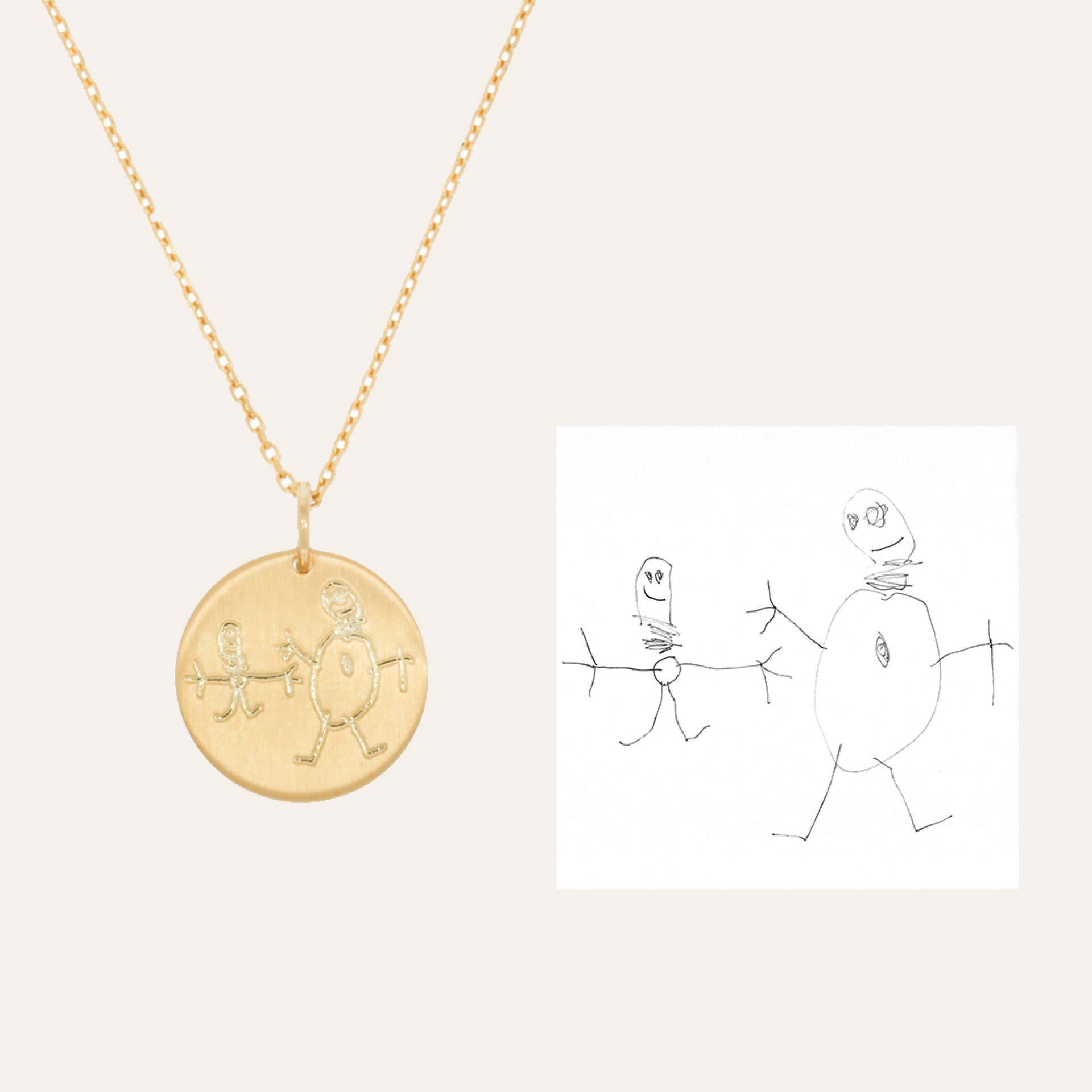 Gravurkette mit Kinderzeichnung Gravur personalisierter Schmuck