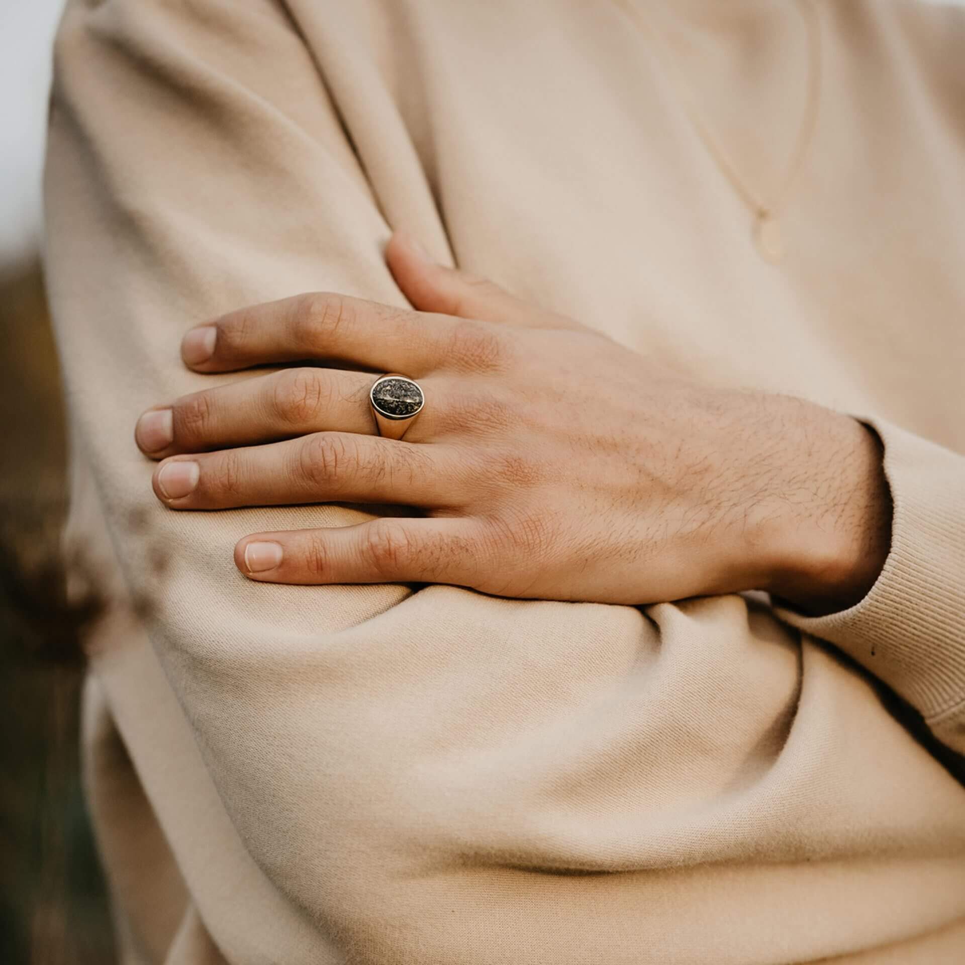 Aschering Herren Trauerschmuck nach Tod von Lebensparter Gold Silber