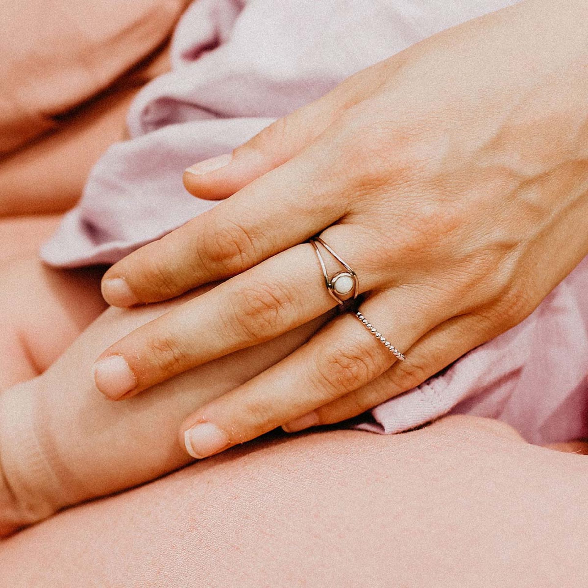 Muttermilch Ring Siah mit Stein aus Muttermilch Silber Oekogold