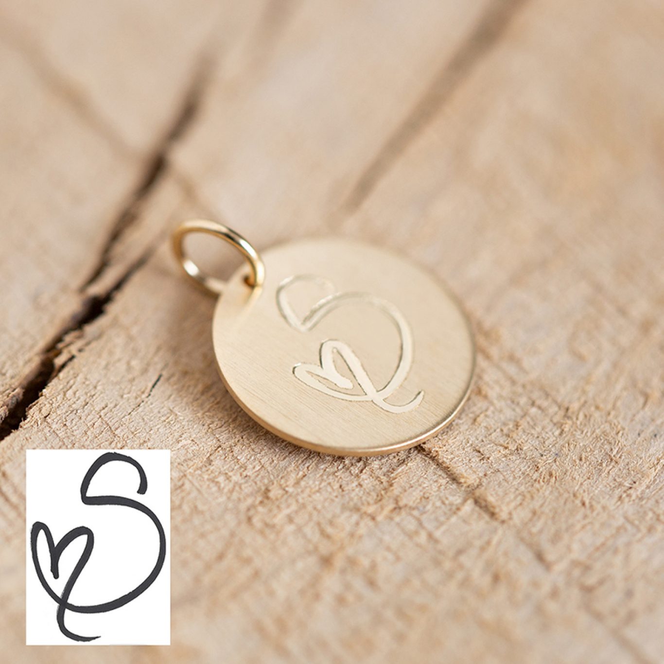 Kettenanhänger einzeln (rund) mit Gravur Personalisierter Echtgold