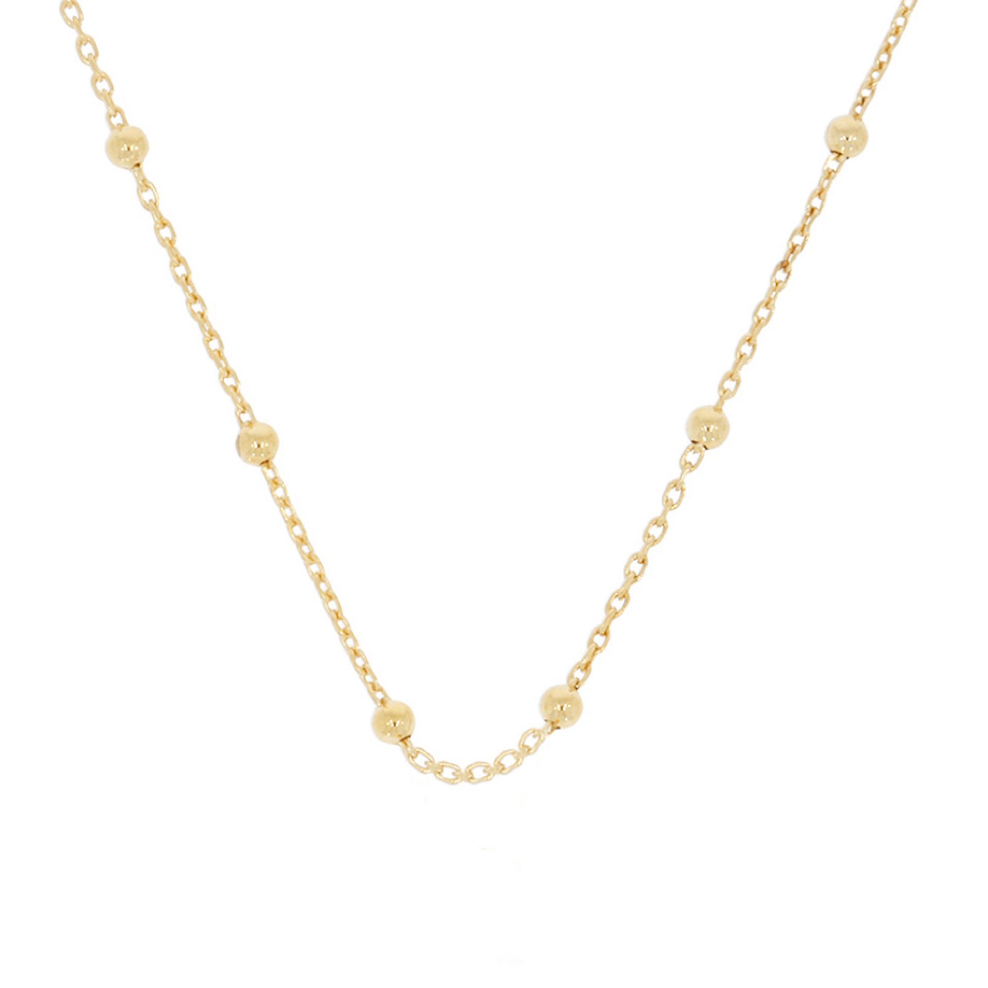 Damen Halskette mit Kugeln Satellitenkette Goldkette mit Kugeln Weissgold Silber