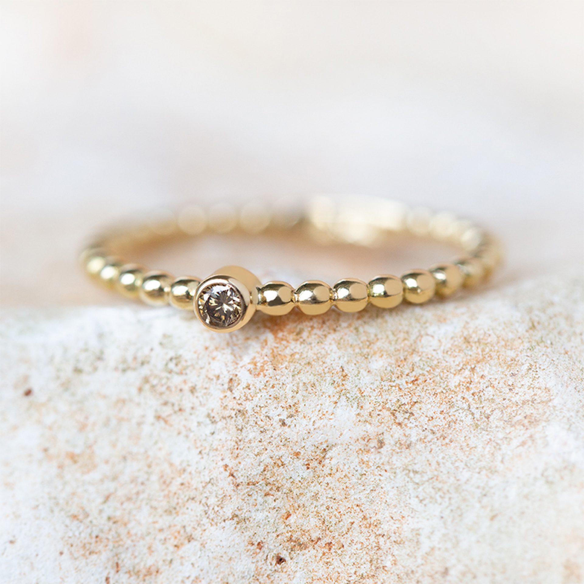brillantring-damen mit naturfarbenem Diamant braun