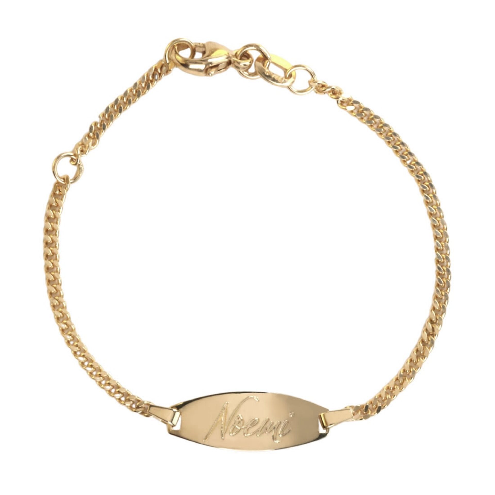 Kinder Armkette Taufkette Wunschgravur ovale Gravurplatte Echtgold