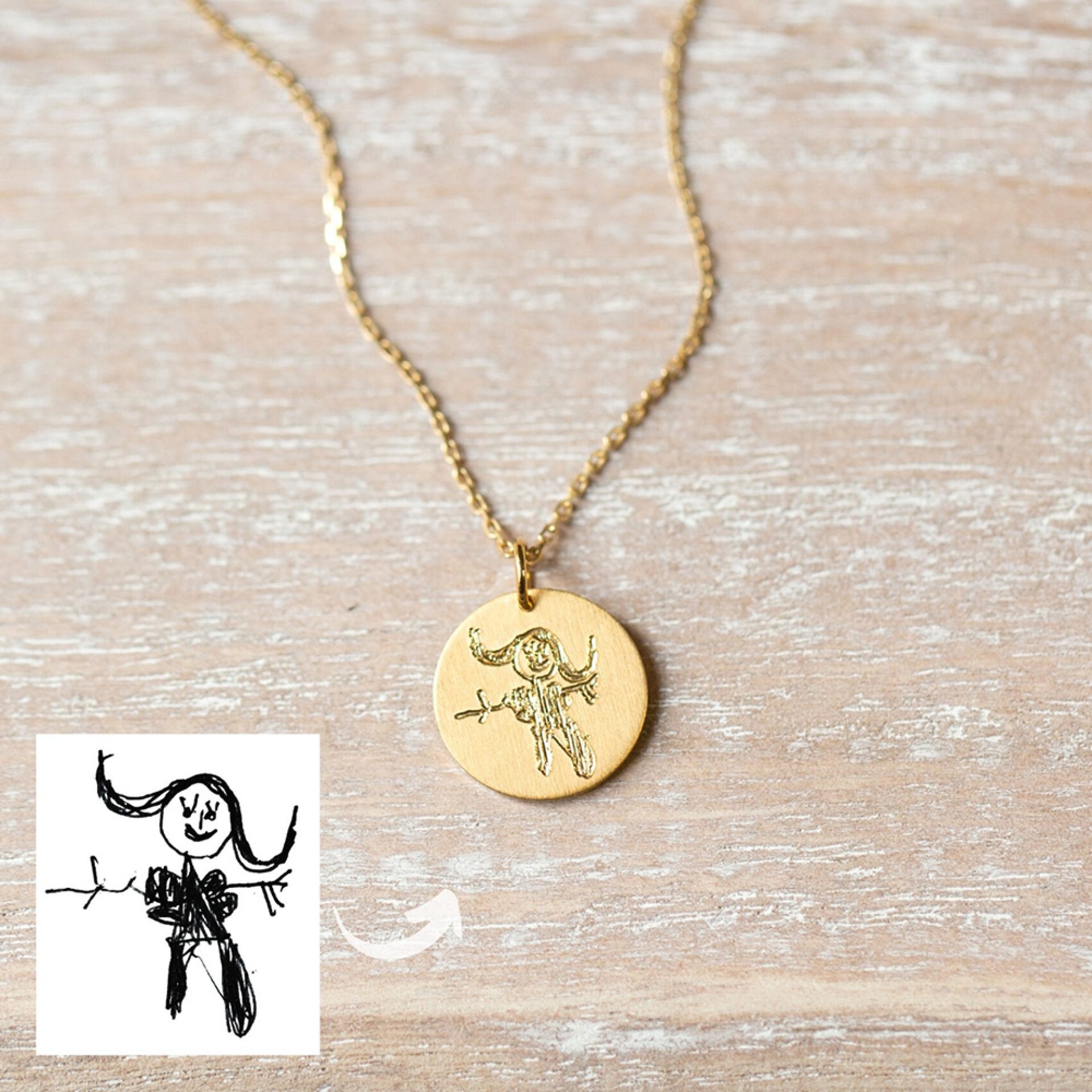 Halskette-Jooni-Gravur-Kinderzeichnung-individuell-persönlich-Silber-Gold-Geschenk